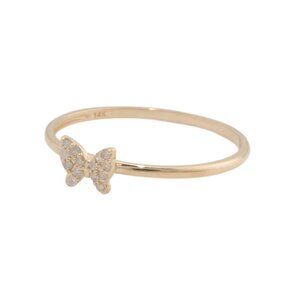 WHITE LOTUS Gold/Diamond 14kt Gold Diamond Butterfly Ring